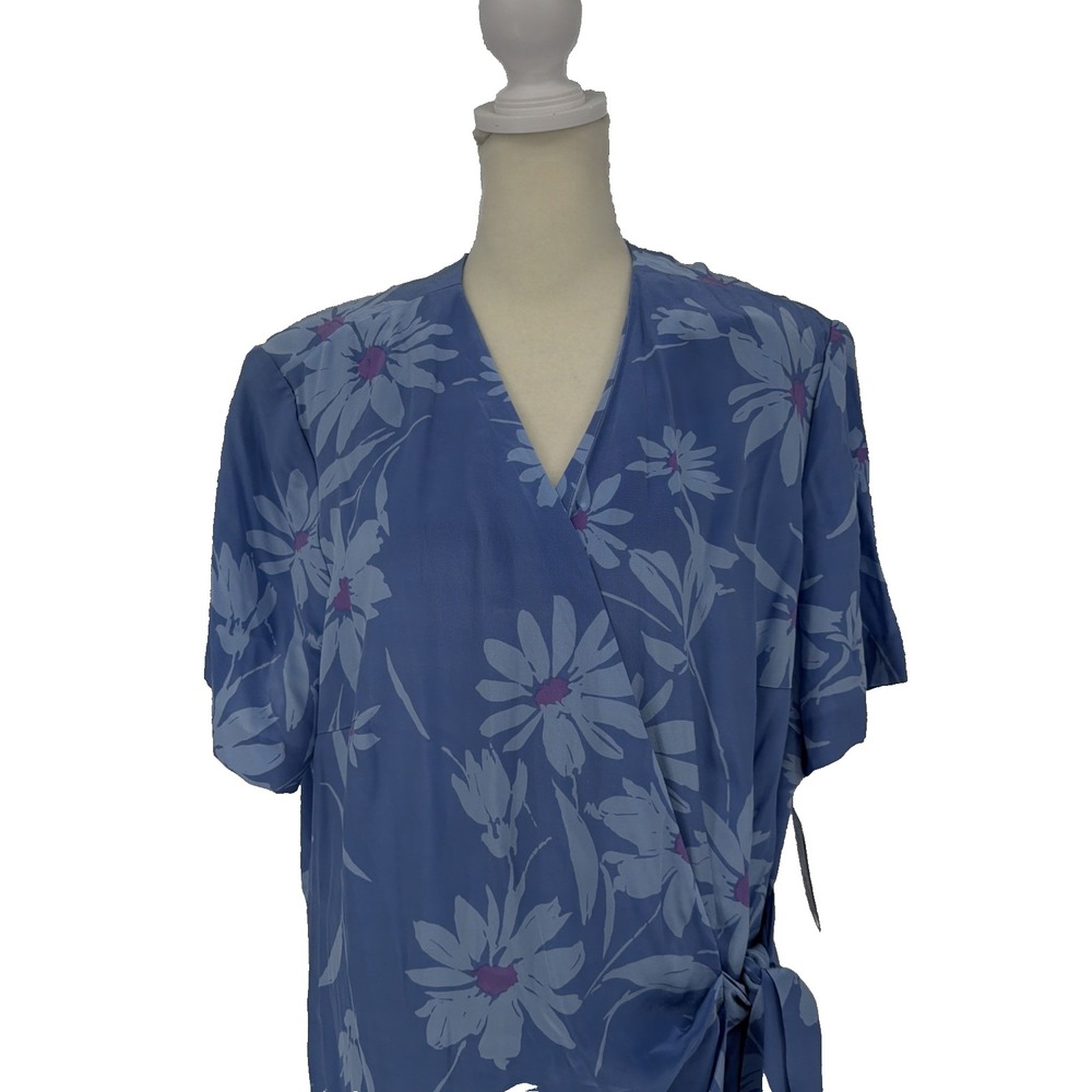 Vtg 80s 90s Adrianna Papell 100% Silk Floral Wrap Dress 16W NWT Daisy Fairy
